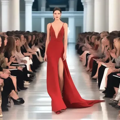 The fashion designer showcased a stunning red gown on the runway, capturing everyone's attention.