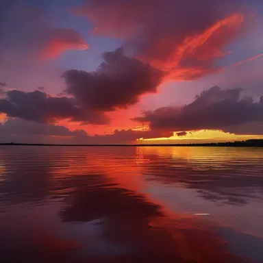 The romantic sunset painted the sky with shades of red, creating a passionate and enchanting atmosphere.