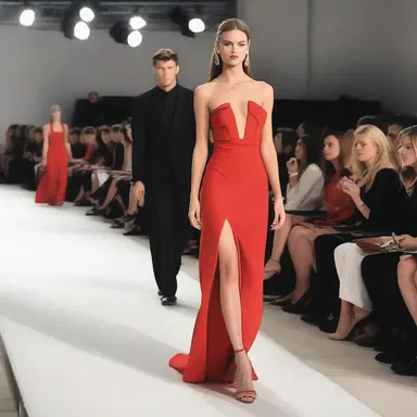 She wore a stunning red dress to the fashion show.