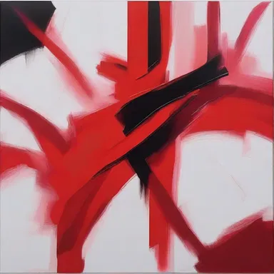 The artist used bold strokes of red to create an intense and passionate painting.