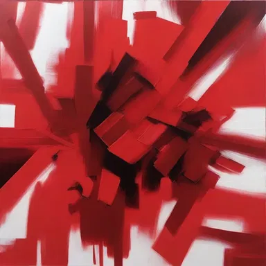 The artist used bold strokes of red to create an intense and passionate painting.