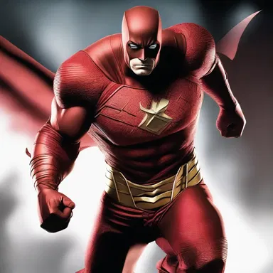 As the superhero unleashed his powers, his costume transformed into a striking red attire, signifying the intensity of his abilities.