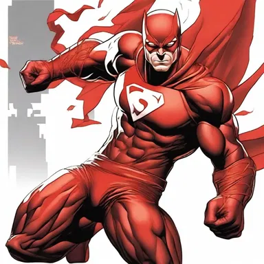 As the superhero unleashed his powers, his costume transformed into a striking red attire, signifying the intensity of his abilities.