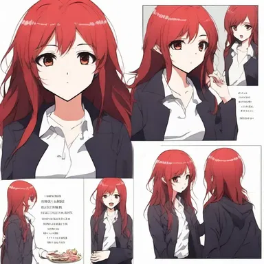 I love the vibrant red hair of the main character in the anime series.