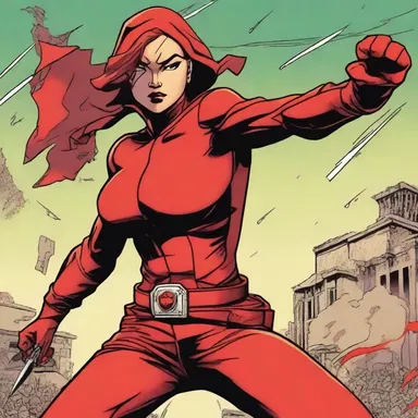 In the comic book, the character is depicted as a fierce red revolutionary fighting against the corrupt regime.