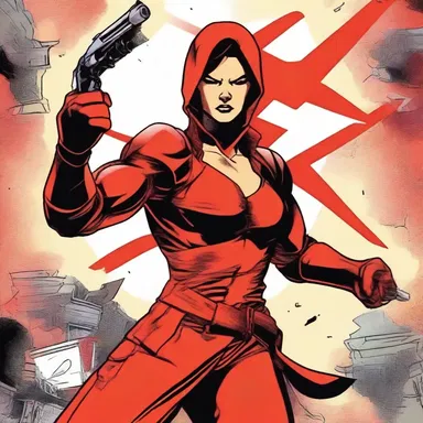In the comic book, the character is depicted as a fierce red revolutionary fighting against the corrupt regime.