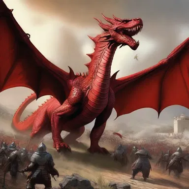 In the fantasy novel, the kingdom faced a financial crisis with a serious red as their trade routes were disrupted by a dragon attacking the caravans.