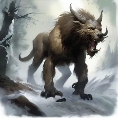Legends speak of a mythical beast that lurks in the mountains, leaving a trail of unkemptness wherever it roams, symbolizing chaos and disorder in the natural world.