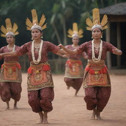 Traditional Tampah dance with special symbols and movements, each representing deep philosophical meanings and cultural values.