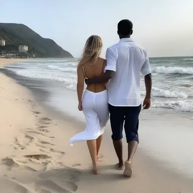 The couple went for a walk on the beach to freshen their relationship after a disagreement.