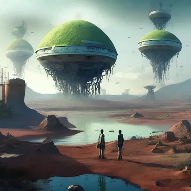 The science fiction story explores a future where there is a lack of natural resources due to environmental degradation.