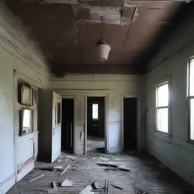 The abandoned house lacked any signs of life, creating an eerie atmosphere.