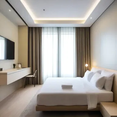 The minimalist design of the room lacked unnecessary details, giving it a clean and spacious feel.