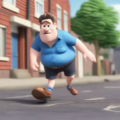The animated character accidentally collided with a kerbstone during a chase scene, causing a humorous tumble.