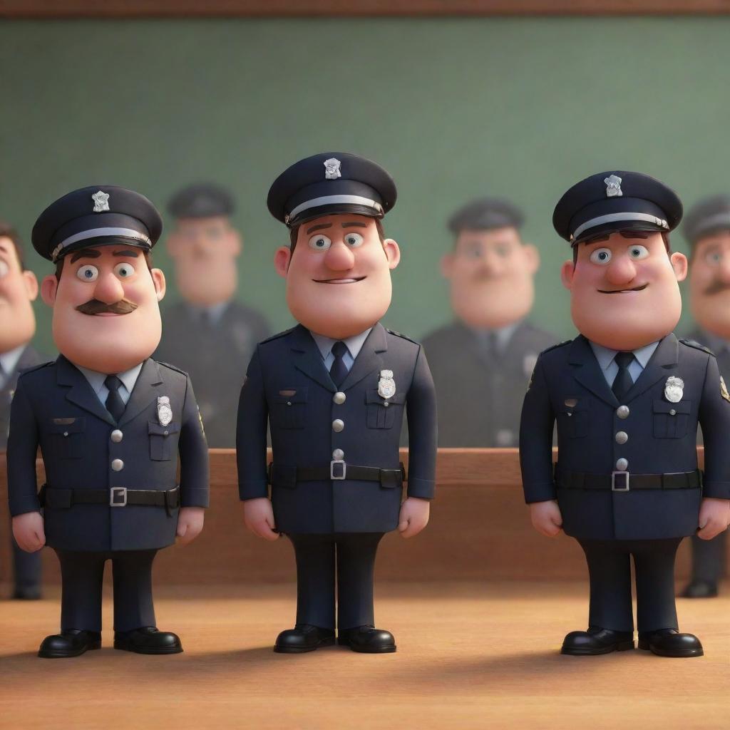 Group of KPPS officers depicted in Pixar-style animation