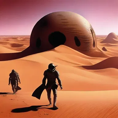 In the science fiction novel 'Dune', the concept of natural selection is portrayed through the harsh desert environment of the fictional planet Arrakis, where only those organisms adapted to the extreme conditions can thrive.