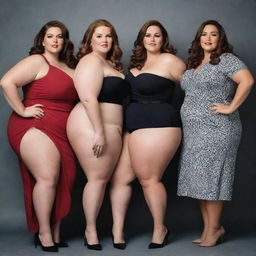 A powerful, inspirational image of plus-sized women confidently embracing their size and showcasing their beauty