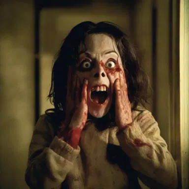 The horror movie portrayed a giddy character who found joy in the midst of terrifying situations.