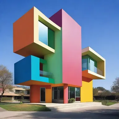 The modernist style of architecture often incorporates giddy elements like bright colors and unconventional shapes.