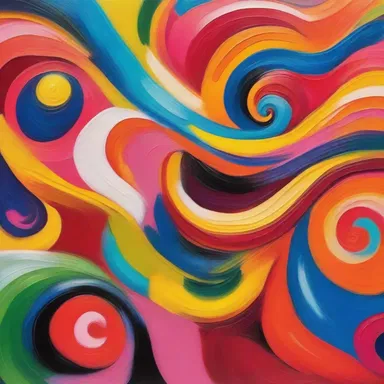 The artist used vibrant colors and swirling brushstrokes to depict a giddy feeling.