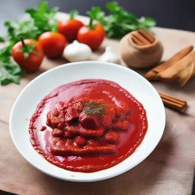 The chef dulcified the blood-red sauce with a hint of cinnamon to enhance the horrifying effect of the dish.