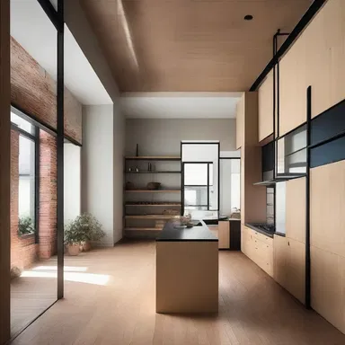 The architect used cross-division to create unique spaces by combining different materials and styles.