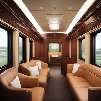 The club car was designed with sleek and modern furnishings, creating a luxurious lounge area for passengers on the train.