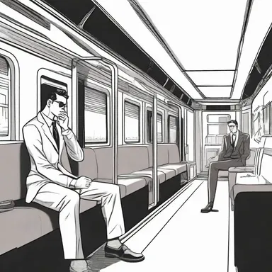 In the comic book, the protagonist meets a mysterious character in the club car of a moving train, leading to an exciting plot twist.