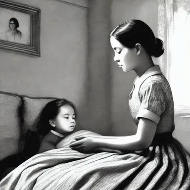 In the novel, the protagonist was a young orphan who was tended to by a compassionate housekeeper.