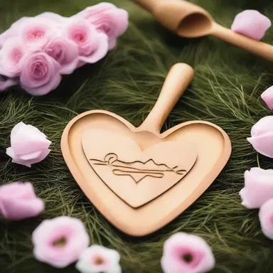 During their romantic picnic, he surprises her by carving their initials onto a heart-shaped wooden spoon as a symbol of their love.