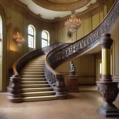 The grand staircase in the mansion created a movable feast for the eyes, with its elegant design and intricate details.