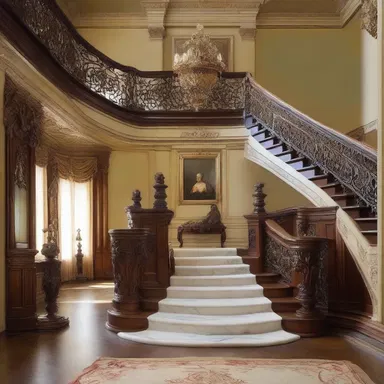 The grand staircase in the mansion created a movable feast for the eyes, with its elegant design and intricate details.