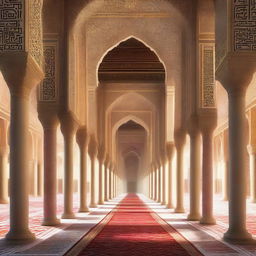 This is a high-quality digital art image depicting the outdoor passageways of an Islamic imperial palace