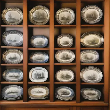 The protagonist in the novel had an extensive collection of tole trays displayed in her study.