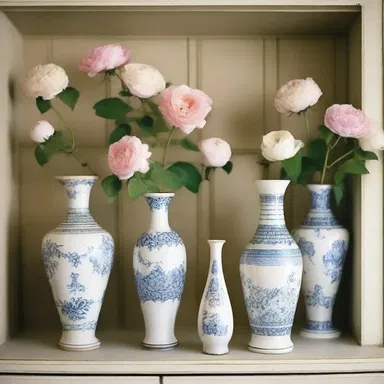The couple admired the delicate tole vases on the shelves, which added a touch of romance to their home decor.