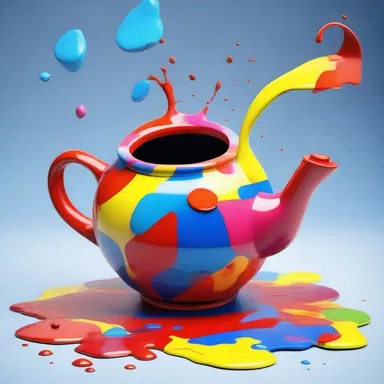 In the cartoon, the mischievous character accidentally spilled paint all over the tole teapot, creating a colorful mess.