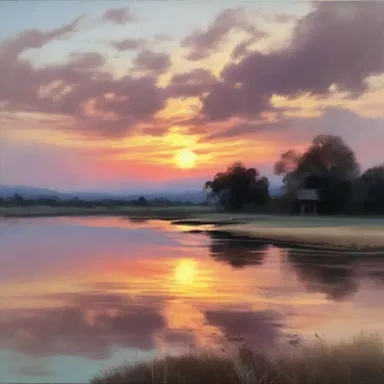 The painter captured the ethereal beauty of the sunset, using soft colors and subtle brushstrokes to evoke a supernal atmosphere.