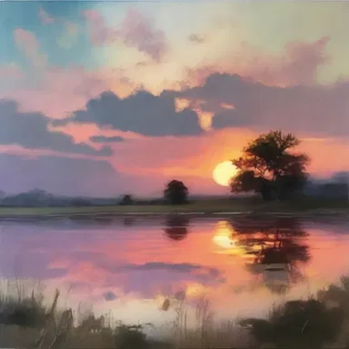 The painter captured the ethereal beauty of the sunset, using soft colors and subtle brushstrokes to evoke a supernal atmosphere.