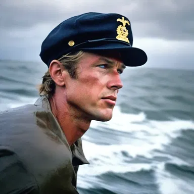 In the blockbuster film, the hero donned a watch cap while battling the treacherous waves on the high seas.