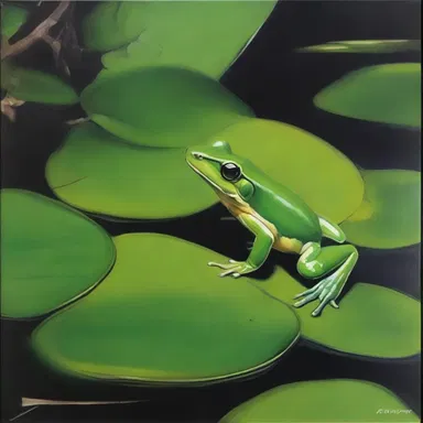 The artist captured the unique features of the salientian in her painting, showcasing the beauty of amphibians.