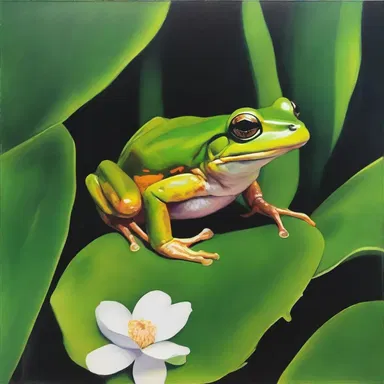 The artist captured the unique features of the salientian in her painting, showcasing the beauty of amphibians.