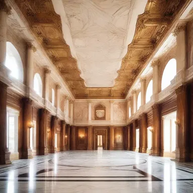 The walls of the grand hall were adorned with exquisite marbleizing, giving the space a luxurious feel.