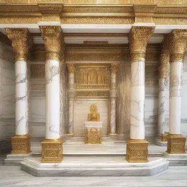 The holy temple's sacred altar was adorned with intricate marbleizing, signifying purity and divinity.