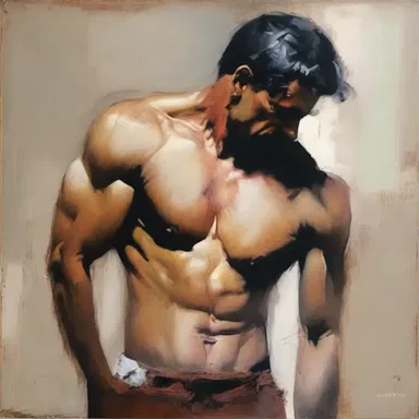 The artist used rough-spoken lines and bold brushstrokes to convey the raw emotions in the painting.