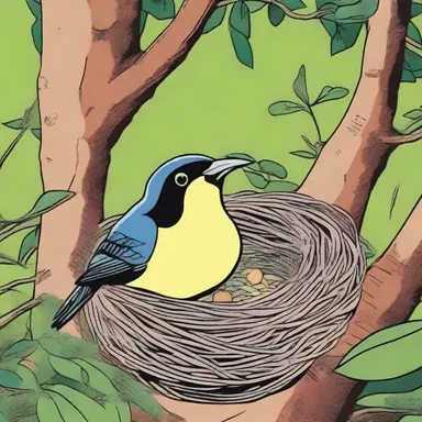 In the comic strip, the clever bowerbird used its beautiful nest as a secret hideout to outsmart its enemies.
