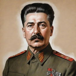 Portrait sketch of Joseph Stalin in a military uniform