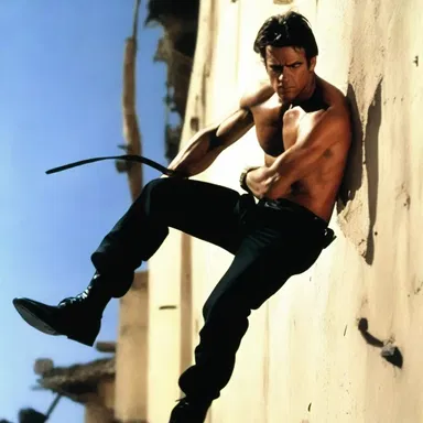 The action movie featured a daring scene where the hero used a heaver to escape from danger.