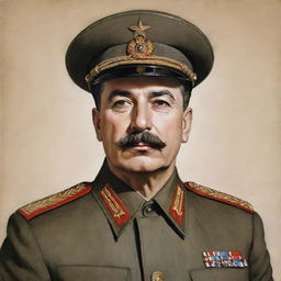 Portrait sketch of Joseph Stalin in a military uniform