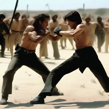 The wiriness of the main character in the action film was highlighted during intense fight scenes.