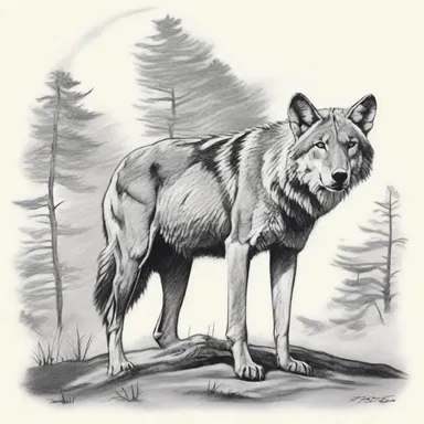 The artist used pencil and charcoal to create a stunning illustration of a trou-de-loup.